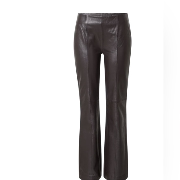 About You x Bella Chocolate Brown Flare Lamb Leather Pants Medium Size 8 - Picture 11 of 16